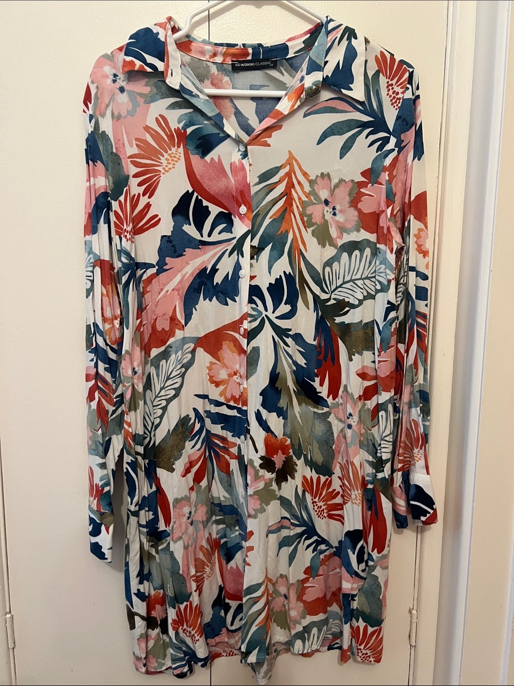 Floral Button-Front Tunic Dress - Multi Floral